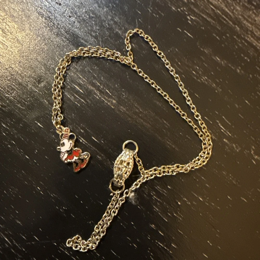 VINTAGE MINNIE MOUSE CHILDS NECKLACE WALT DISNEY JEWELERY NECK CHAIN PENDANT